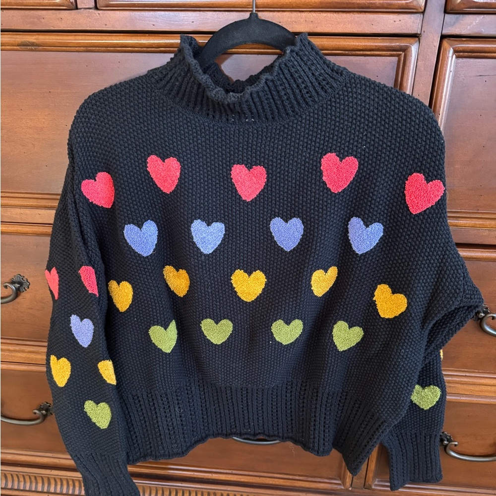 Mock neck cable knit sweater